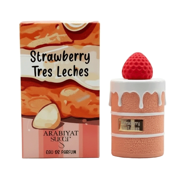 ادکلن عربیات شوگر مدل استرابری ترس لچز strawberry tres leches حجم 100 میل